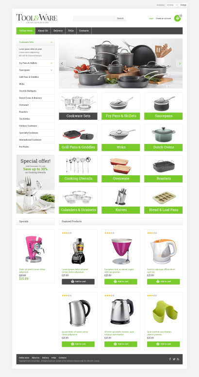 Купить дизайн для интернет-магазина кухонных приборов №603