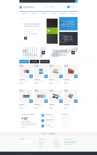 Готовый шаблон интернет-магазина канцелярии №813