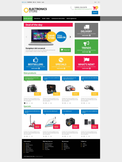 Купить готовый шаблон для интернет-магазина электроники №1273
