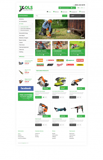 Купить дизайн для интернет-магазина инструментов и оборудования №1503
