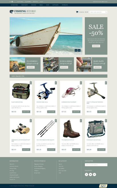 Купить готовый дизайн интернет-магазина товаров для рыбалки №2883