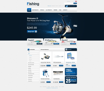 Купить готовый дизайн магазина товаров для рыбалки №2923