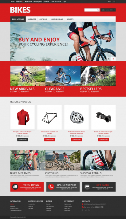 Купить готовый шаблон интернет-магазина велосипедов №3008